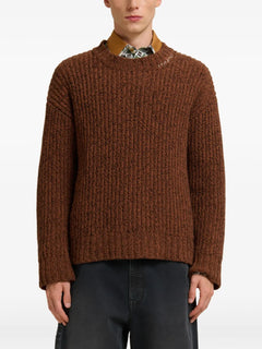 crew neck elbow-patch sweater