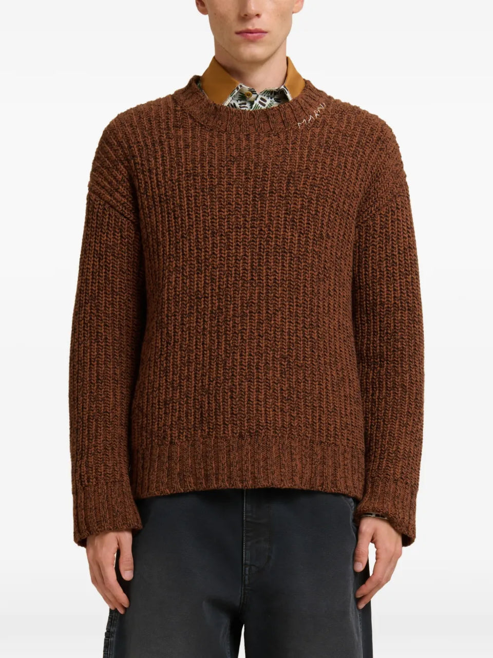 crew neck elbow-patch sweater