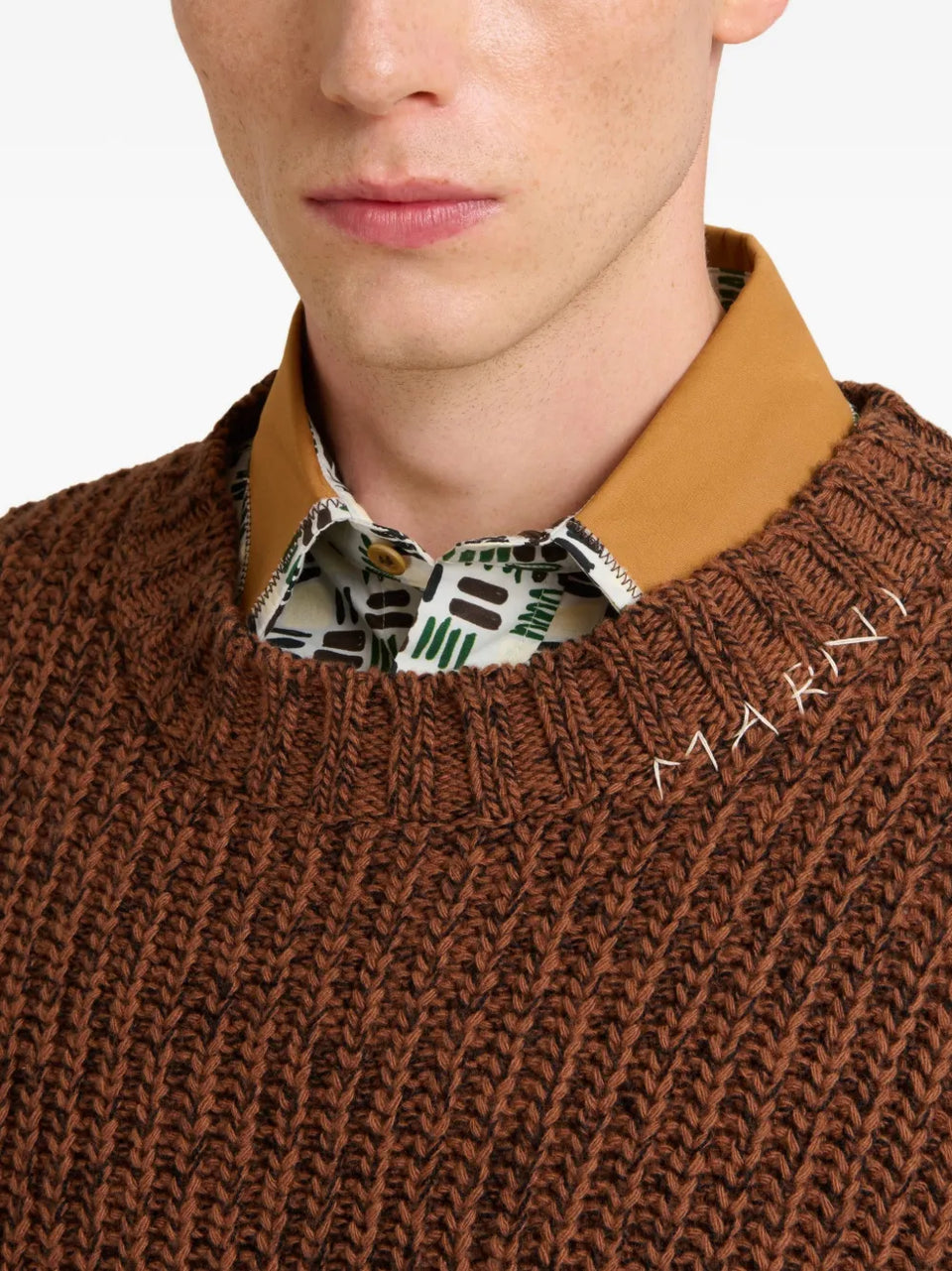 crew neck elbow-patch sweater