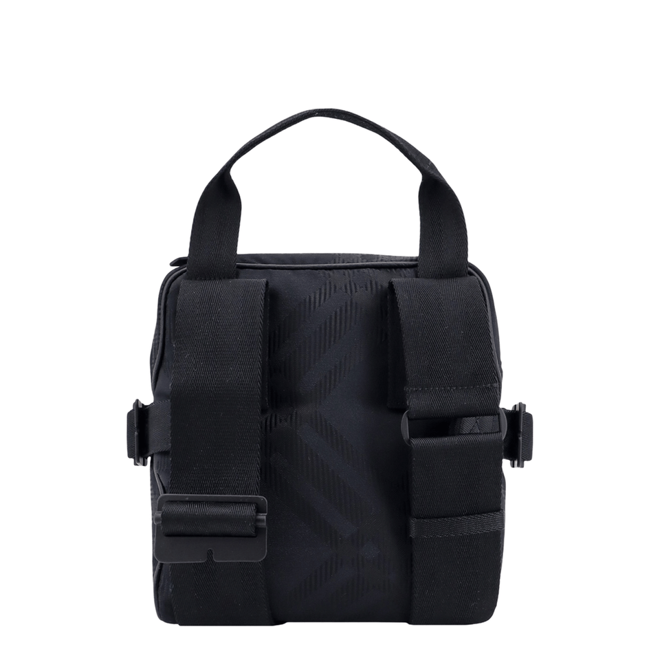 Check Jacquard Crossbody Bag in Black Polyamide