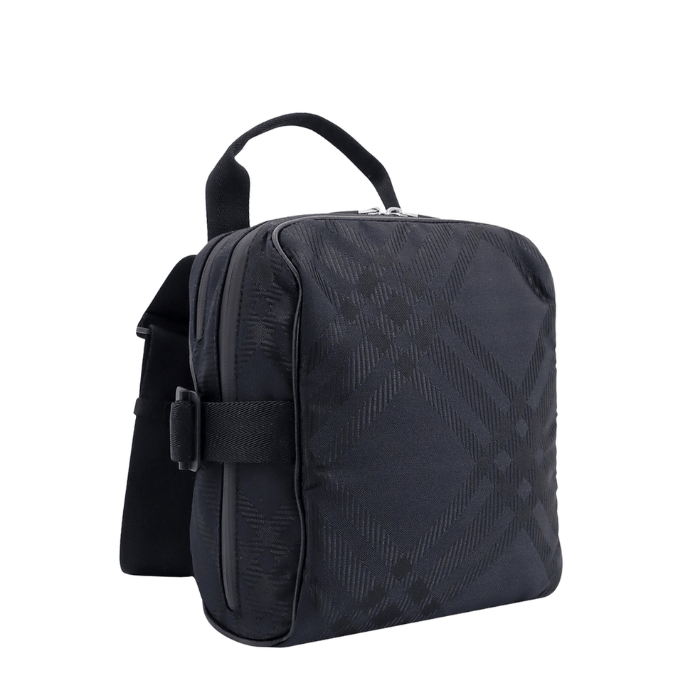 Check Jacquard Crossbody Bag in Black Polyamide