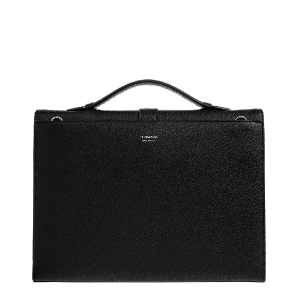 Hug Leather Briefcase - Black
