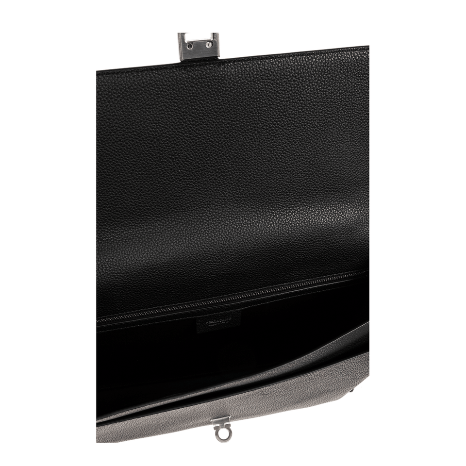Hug Leather Briefcase - Black
