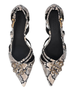snakeskin-effect pumps