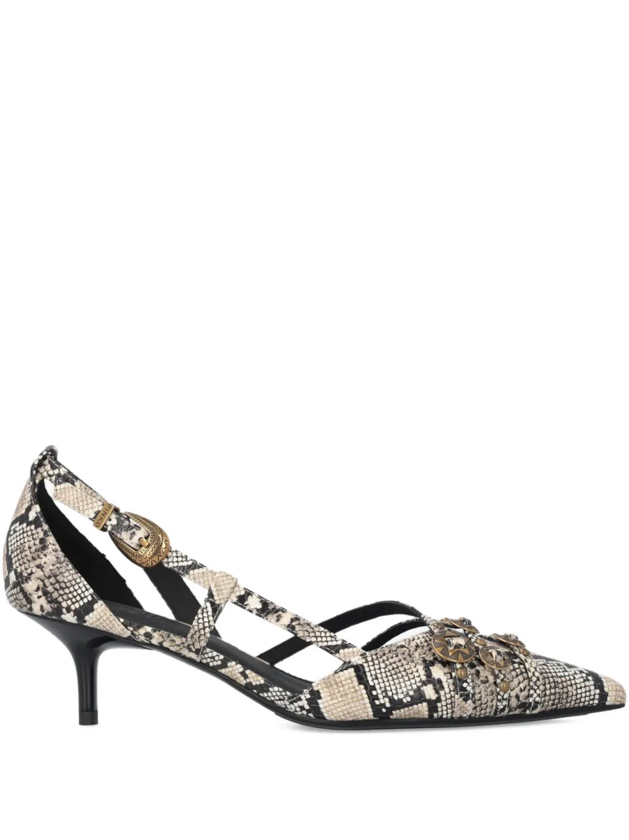 snakeskin-effect pumps
