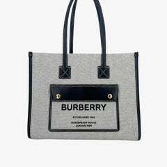 C550 - Burberry Gray Canvas Leather Small Freya Tote Bag
