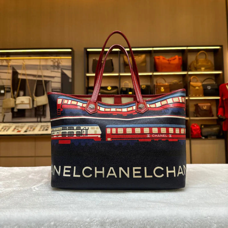 C543 - CHANEL Vintage Red Coated Le Train Tote Bag