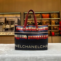 C543 - CHANEL Vintage Red Coated Le Train Tote Bag