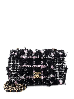 Classic Single Flap Bag Quilted Tweed and Sequins Mini shoulder bag