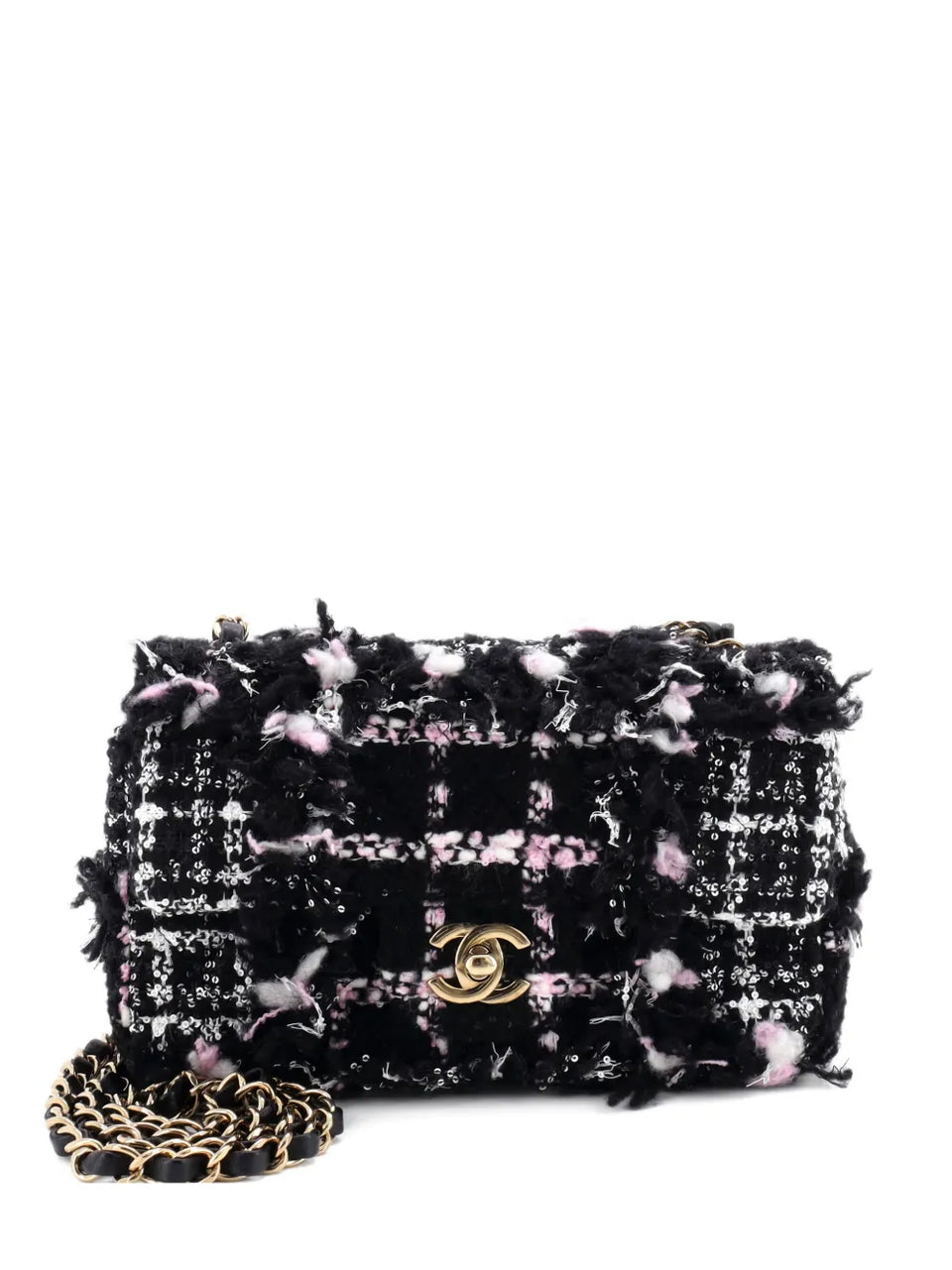 Classic Single Flap Bag Quilted Tweed and Sequins Mini shoulder bag