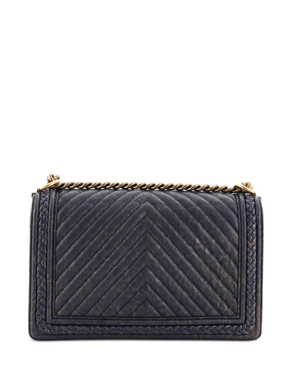 Braided Boy Flap Bag Patinated Chevron Caviar New Medium shoulder bag