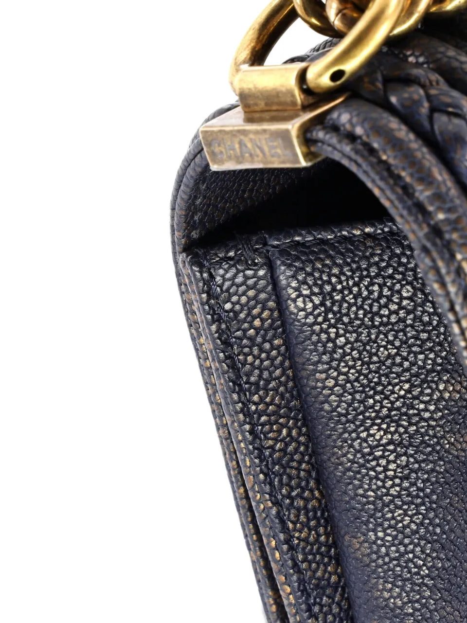 Braided Boy Flap Bag Patinated Chevron Caviar New Medium shoulder bag