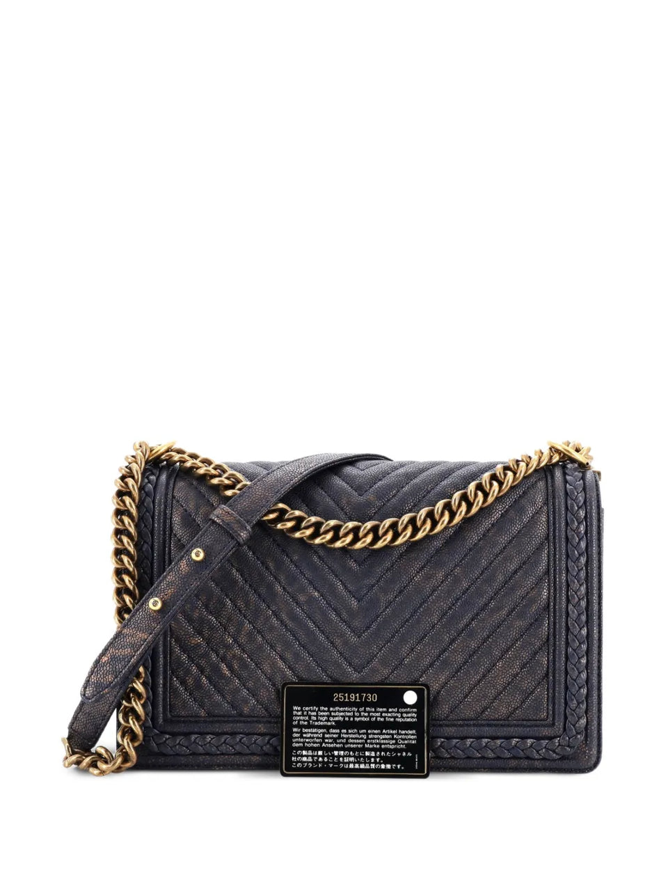 Braided Boy Flap Bag Patinated Chevron Caviar New Medium shoulder bag