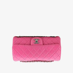 RA420 - CHANEL Pink Lambskin Upside Down Flap Bag