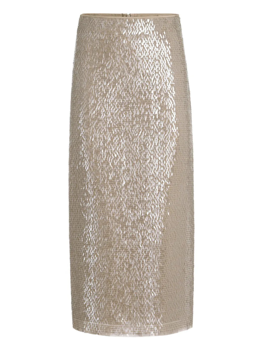 sequinned silk midi skirt