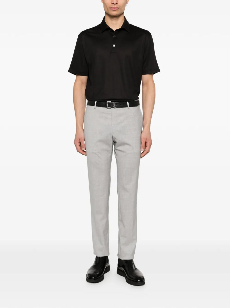 buttoned wool polo shirt