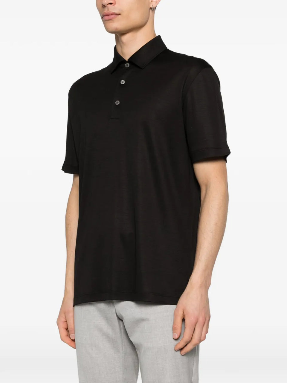 buttoned wool polo shirt