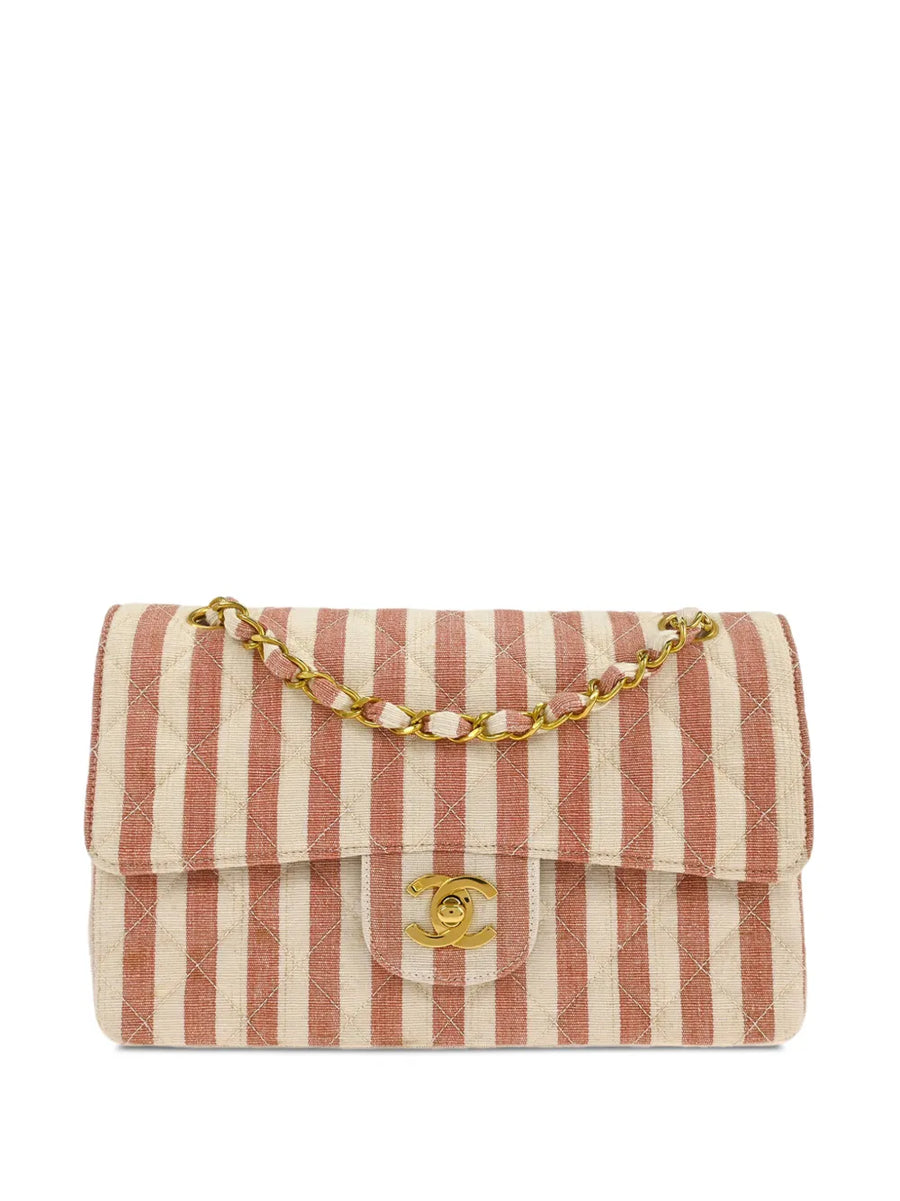 1995 small striped classic double flap shoulder bag