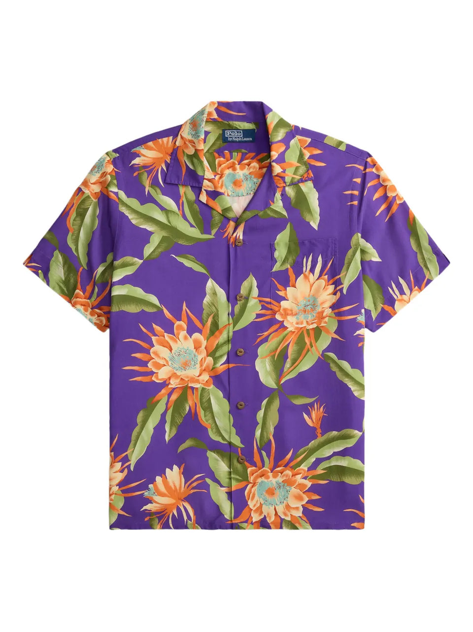 floral-print pocket camp shirt