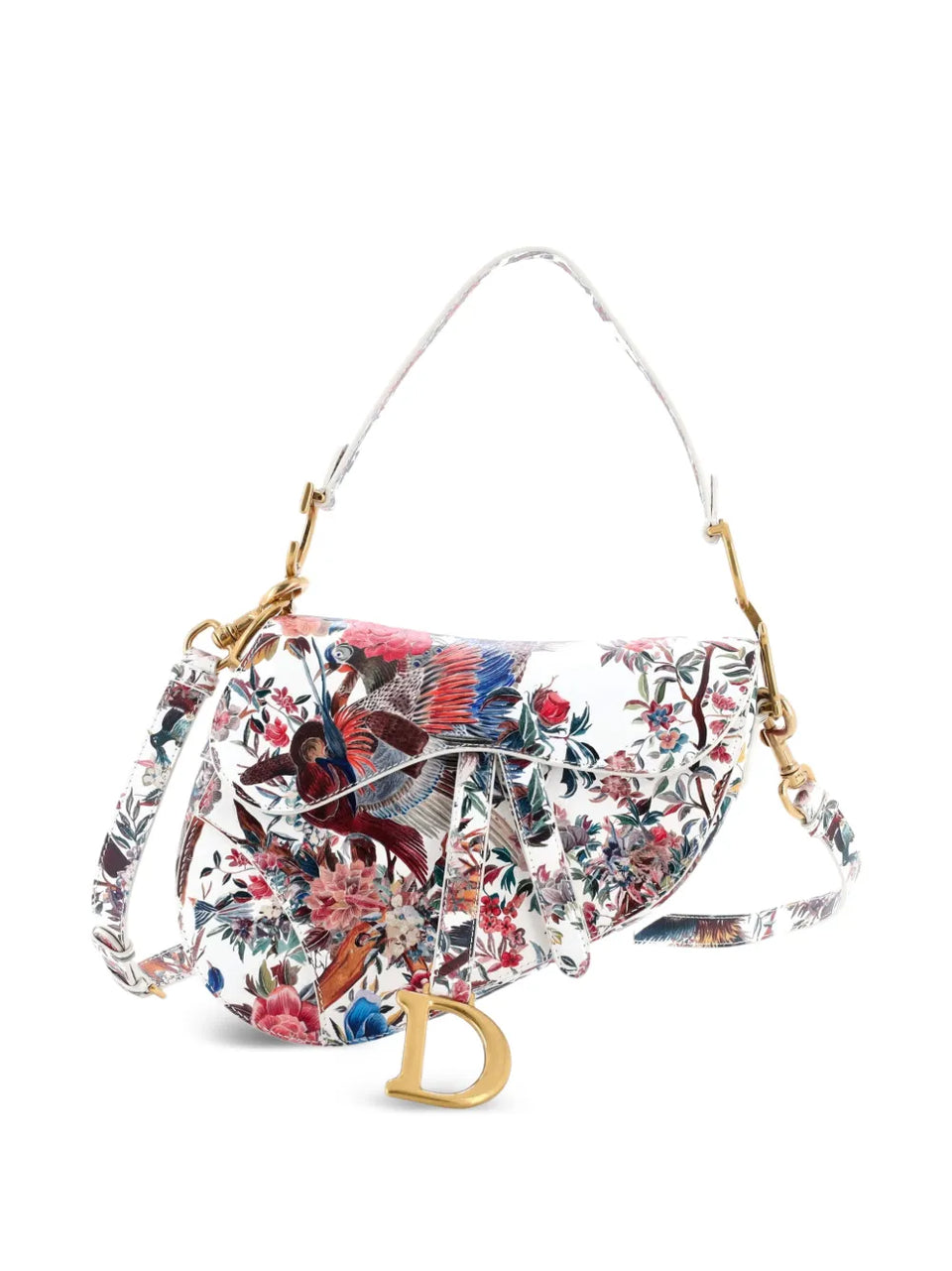 Saddle Handbag with Strap Printed Leather Medium shoulder bag