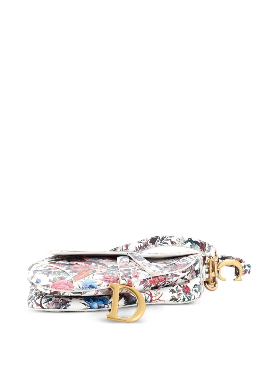 Saddle Handbag with Strap Printed Leather Medium shoulder bag