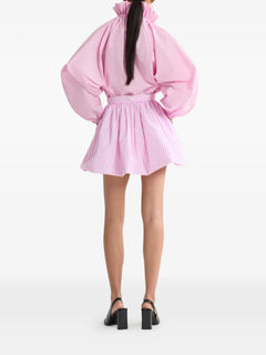 ruffled tie-neck top