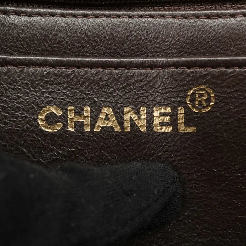 C142 - CHANEL Vintage Brown Lambskin Qulited Handle Bag Set