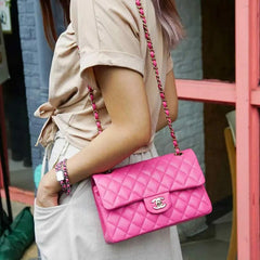 JQ922 - CHANEL Pink Caviar 23cm Double Flap Bag