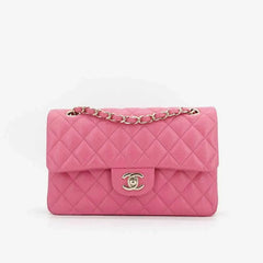 JQ922 - CHANEL Pink Caviar 23cm Double Flap Bag