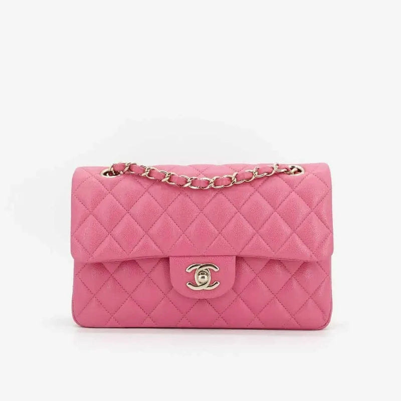 JQ922 - CHANEL Pink Caviar 23cm Double Flap Bag