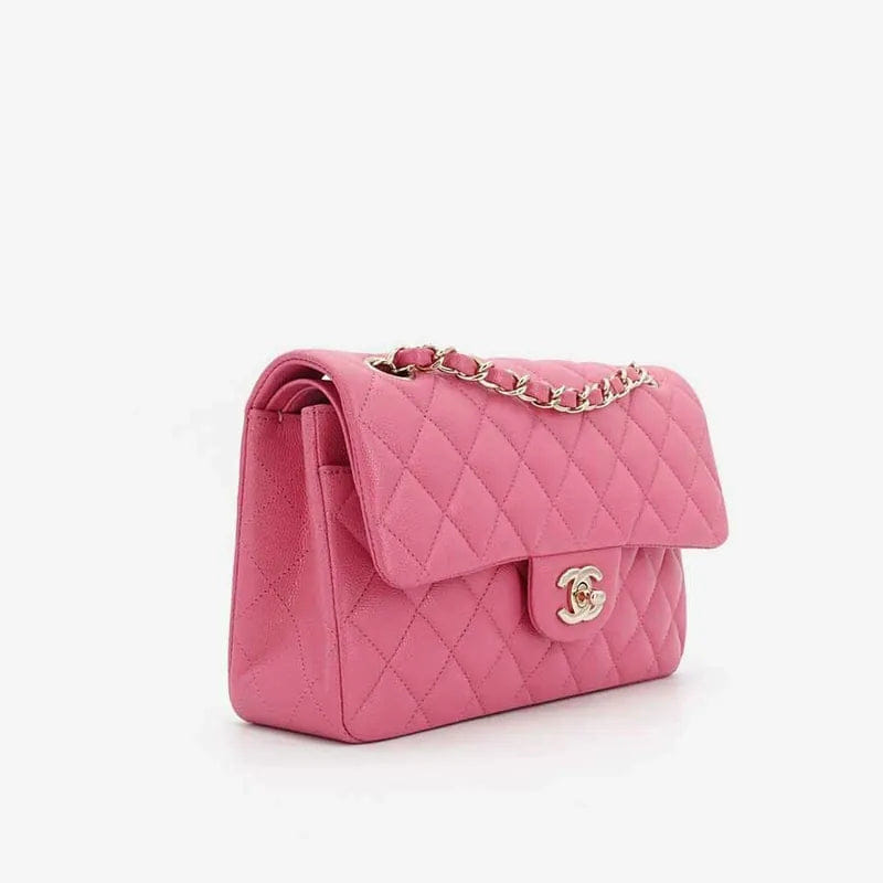 JQ922 - CHANEL Pink Caviar 23cm Double Flap Bag