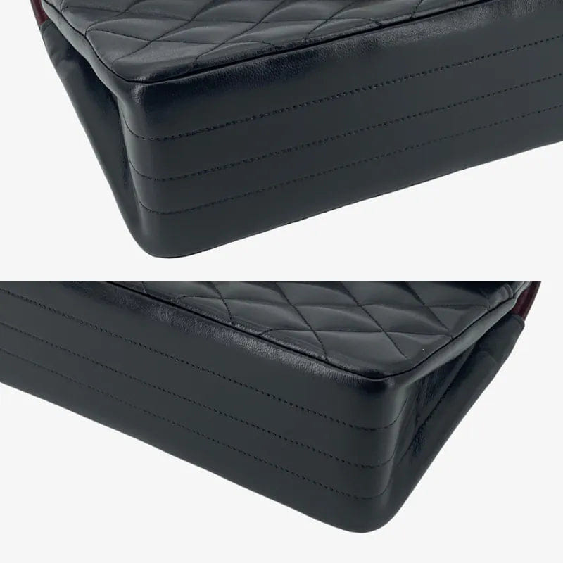 RA652 - CHANEL Vintage Black Lambskin Quilted Flap Bag