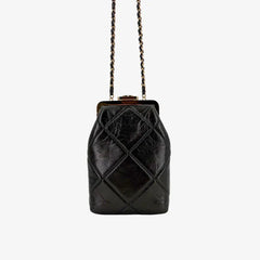 C611 - CHANEL Black Lambskin Chain Shoulder Bag