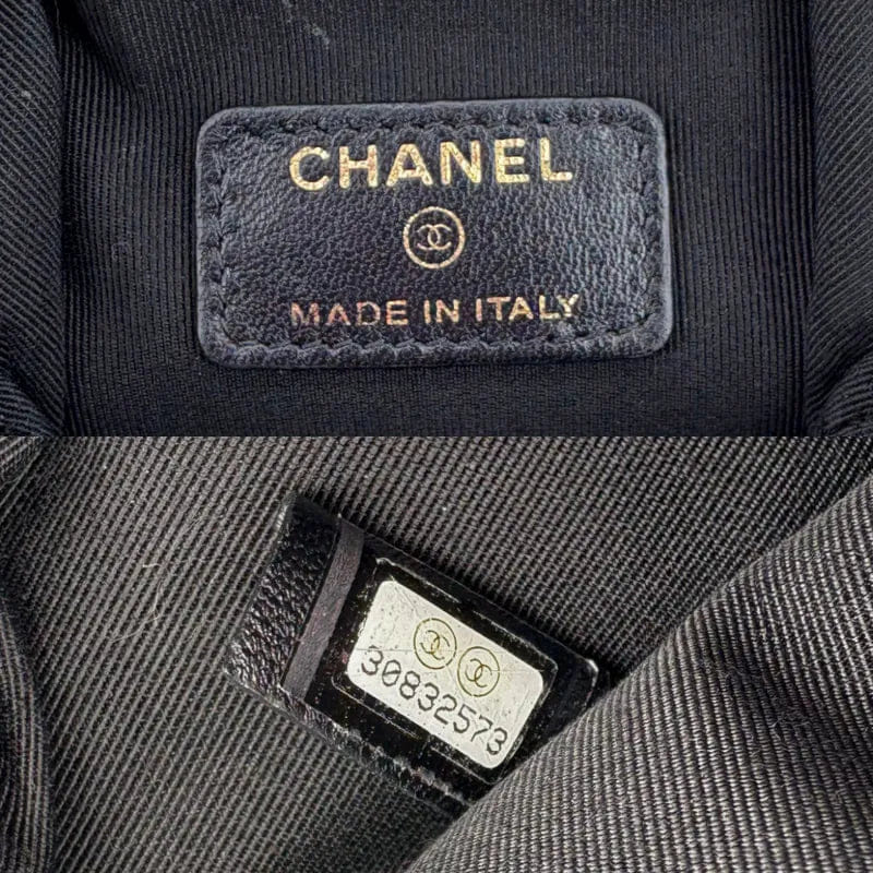 C611 - CHANEL Black Lambskin Chain Shoulder Bag