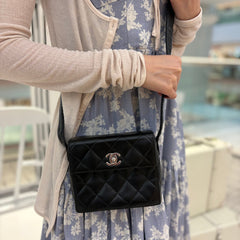 RG705 - CHANEL Vintage Black Lambskin Small Box Shoulder Bag