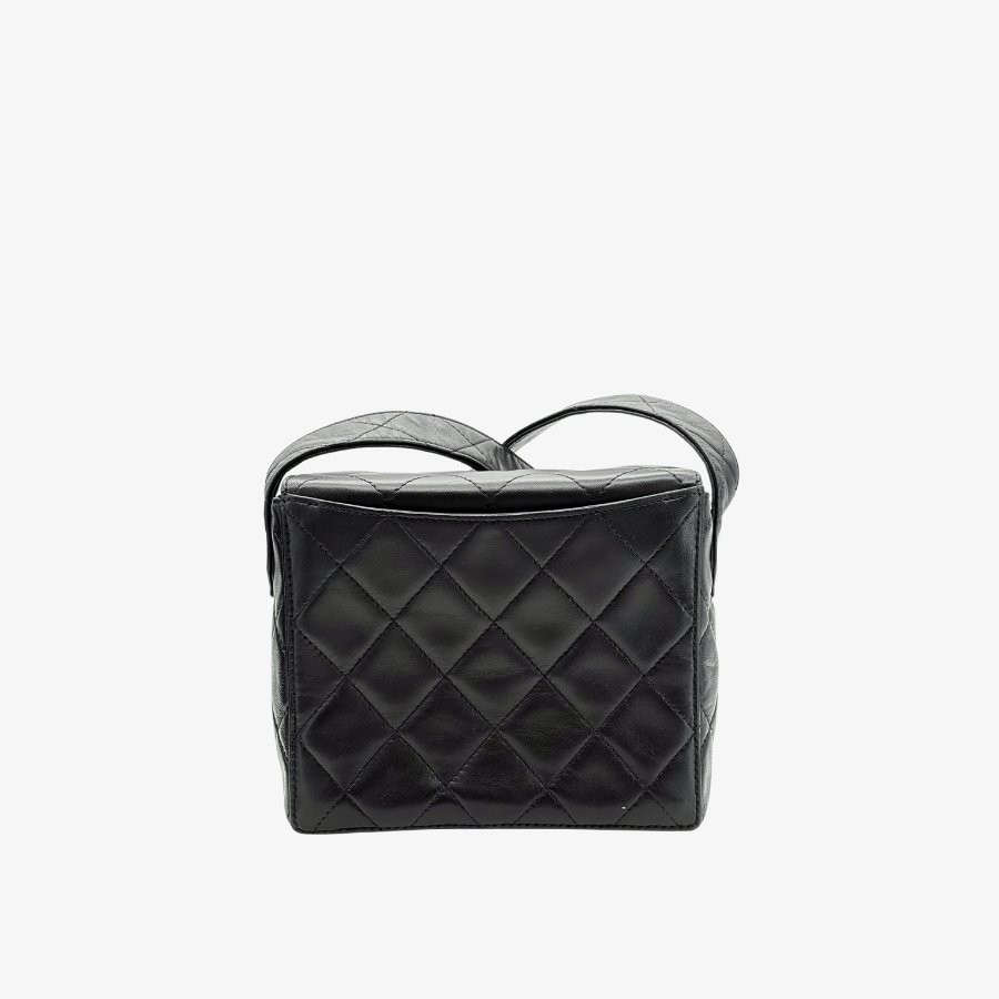 RG705 - CHANEL Vintage Black Lambskin Small Box Shoulder Bag