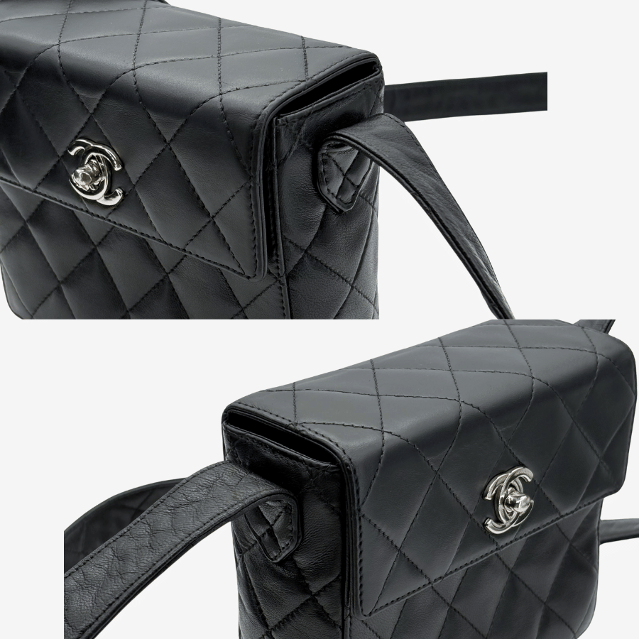 RG705 - CHANEL Vintage Black Lambskin Small Box Shoulder Bag