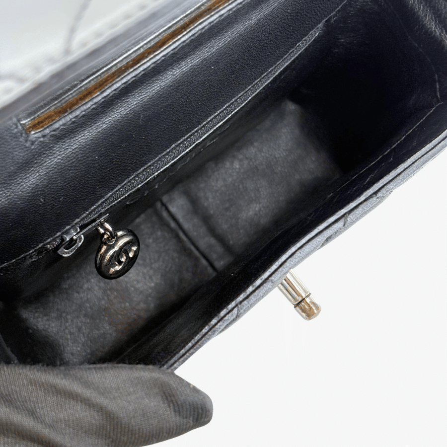 RG705 - CHANEL Vintage Black Lambskin Small Box Shoulder Bag