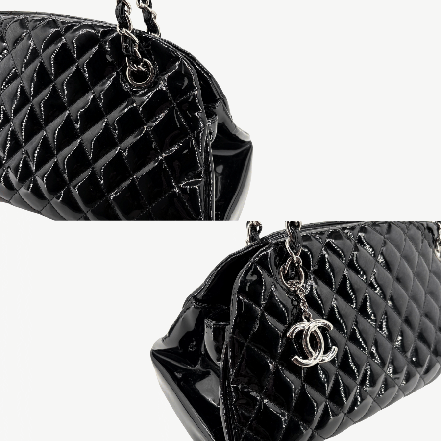 CS041 - CHANEL Vintage Black Mademoiselle Leather CC Charm Shoulder Bag