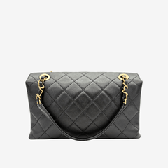 JAH219 - CHANEL Vintage Black Calfskin Enchained Flap Bag