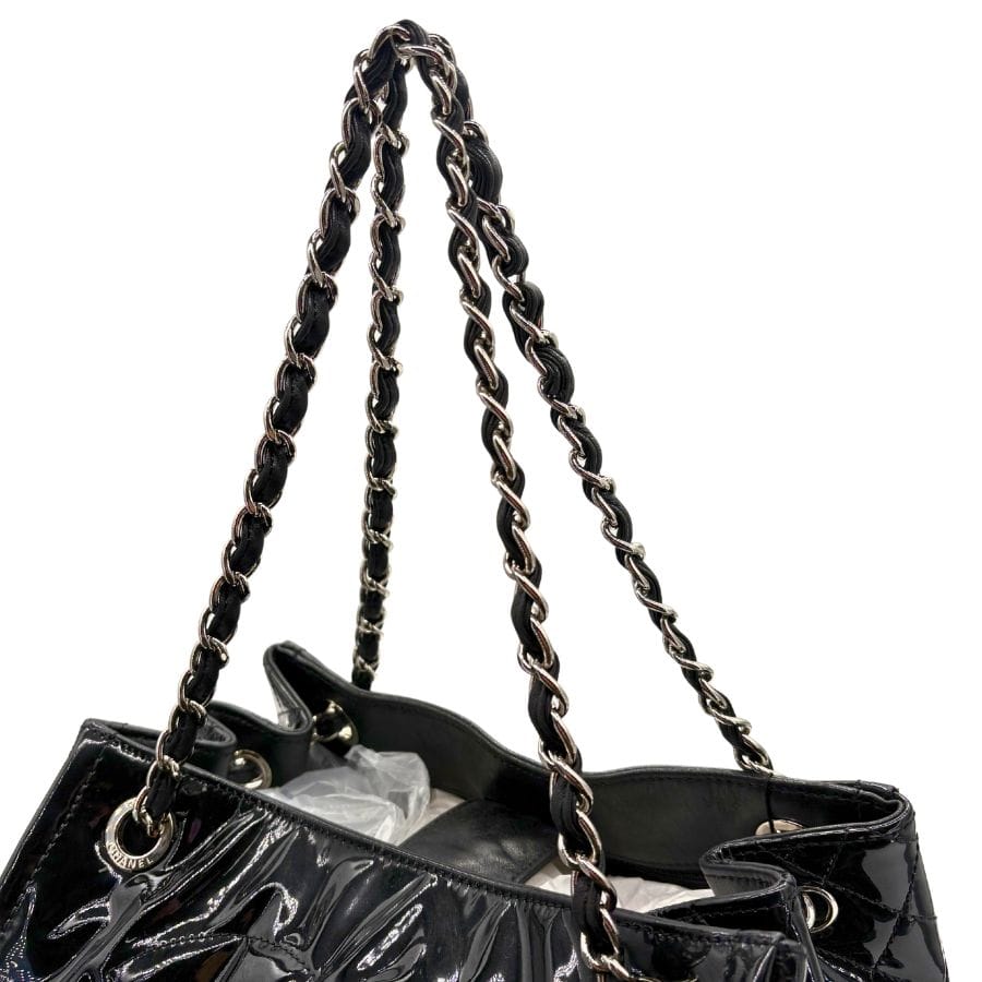 CS065 - CHANEL Black Patent Leather Tote Bag