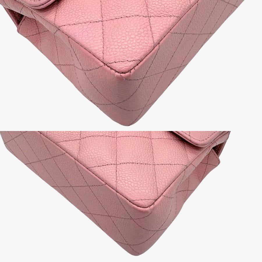 CS072 - CHANEL Vintage Pink Caviar Leather 17cm Mini Square Flap Bag
