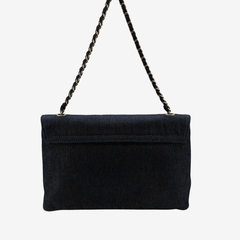 CS087 - CHANEL Vintage Dark Blue Denim Chocolate Bar Flap Bag