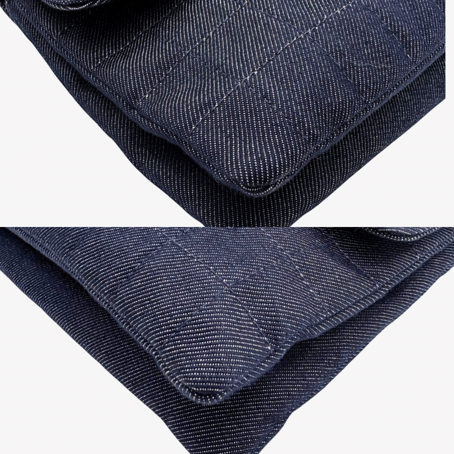 CS087 - CHANEL Vintage Dark Blue Denim Chocolate Bar Flap Bag