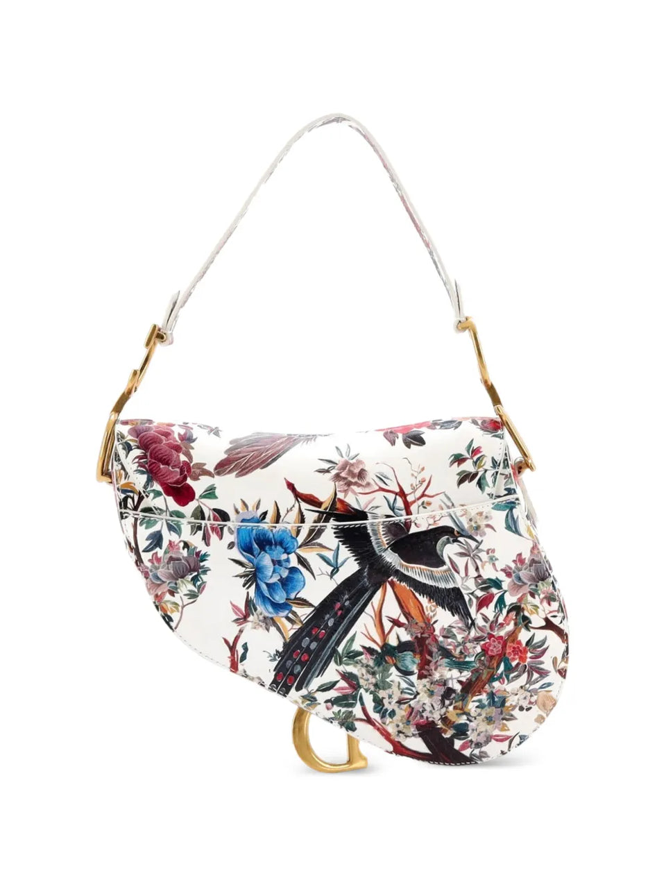 Saddle Handbag with Strap Printed Leather Medium shoulder bag