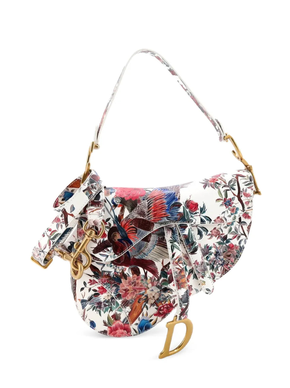 Saddle Handbag with Strap Printed Leather Medium shoulder bag