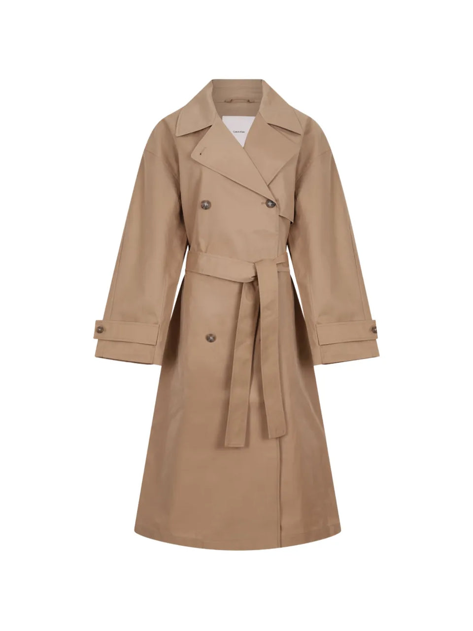 double-breasted belted trench coat