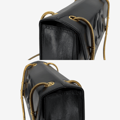 CS005 - CHANEL Vintage Black Lambskin CC Patent Snake Chain Flap Shoulder bag