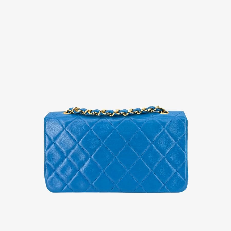 CS017 - CHANEL Vintage Blue Lambskin Full Flap Bag