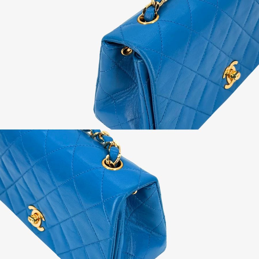 CS017 - CHANEL Vintage Blue Lambskin Full Flap Bag